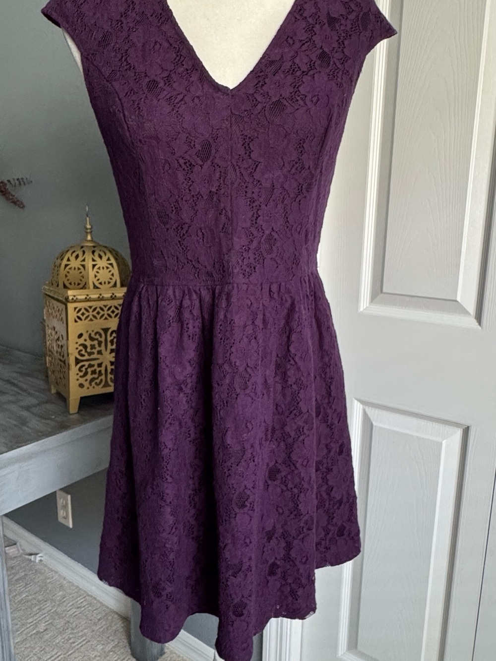Purple Lace Fit-and-Flare Dress